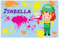 Thumbnail for Personalized Builder Tools Placemat III - Paint Splatter - Redhead Girl -  View