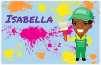 Thumbnail for Personalized Builder Tools Placemat III - Paint Splatter - Black Girl II -  View