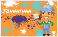 Thumbnail for Personalized Builder Tools Placemat IV - Paint Splatter - Brown Hair Boy -  View