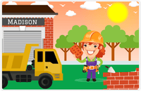 Thumbnail for Personalized Builder Tools Placemat VI - Brick Builder - Redhead Girl -  View