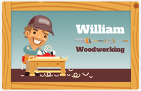 Thumbnail for Personalized Builder Tools Placemat VII - Woodworking - Brown Hair Boy -  View