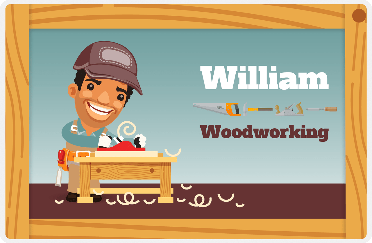Personalized Builder Tools Placemat VII - Woodworking - Black Boy I -  View