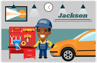 Thumbnail for Personalized Builder Tools Placemat IX - Car Garage - Black Boy II -  View