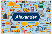 Thumbnail for Personalized Builder Tools Placemat XIII - Tool Pattern - Decorative Rectangle Nameplate -  View