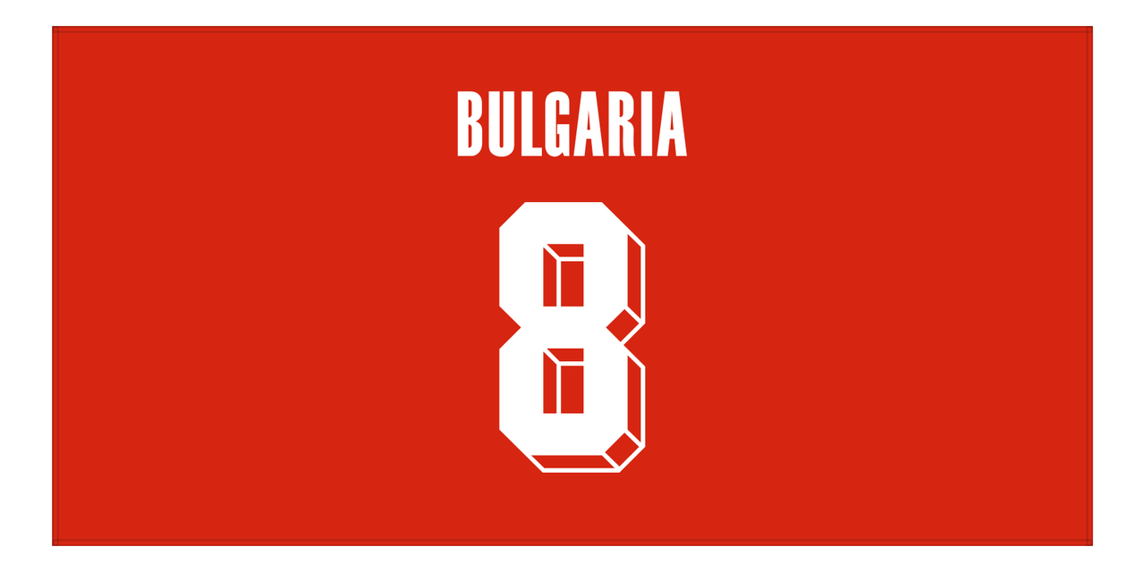Personalized Bulgaria Jersey Number Beach Towel - Red - Front View