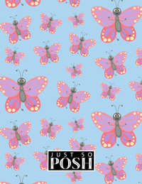 Thumbnail for Personalized Butterfly Notebook I - Blue Background - Pink Butterflies I - Back View
