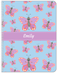 Thumbnail for Personalized Butterfly Notebook I - Blue Background - Pink Butterflies I - Front View