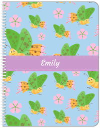 Thumbnail for Personalized Butterfly Notebook I - Blue Background - Green Butterflies I - Front View