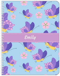 Thumbnail for Personalized Butterfly Notebook I - Blue Background - Purple Butterflies I - Front View