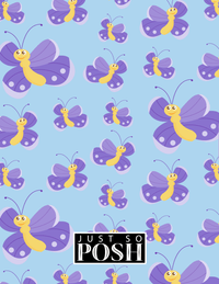 Thumbnail for Personalized Butterfly Notebook I - Blue Background - Purple Butterflies II - Back View