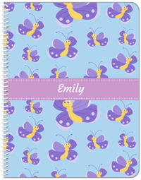 Thumbnail for Personalized Butterfly Notebook I - Blue Background - Purple Butterflies II - Front View