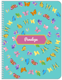 Thumbnail for Personalized Butterfly Notebook III - Teal Background - Decorative Rectangle Nameplate - Front View