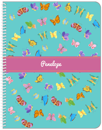 Thumbnail for Personalized Butterfly Notebook III - Teal Background - Ribbon Nameplate - Front View