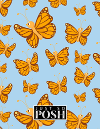 Thumbnail for Personalized Butterfly Notebook I - Blue Background - Orange Butterflies - Back View