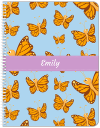 Thumbnail for Personalized Butterfly Notebook I - Blue Background - Orange Butterflies - Front View