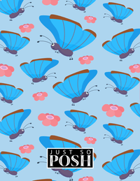 Thumbnail for Personalized Butterfly Notebook I - Blue Background - Blue Butterflies I - Back View