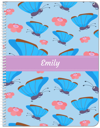 Thumbnail for Personalized Butterfly Notebook I - Blue Background - Blue Butterflies I - Front View