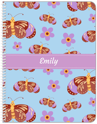 Thumbnail for Personalized Butterfly Notebook I - Blue Background - Brown Butterflies - Front View