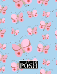 Thumbnail for Personalized Butterfly Notebook I - Blue Background - Pink Butterflies II - Back View