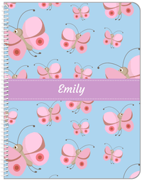 Thumbnail for Personalized Butterfly Notebook I - Blue Background - Pink Butterflies II - Front View