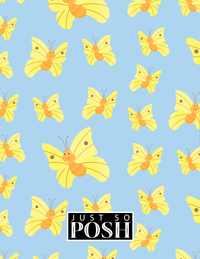 Thumbnail for Personalized Butterfly Notebook I - Blue Background - Yellow Butterflies I - Back View