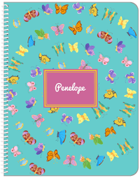 Thumbnail for Personalized Butterfly Notebook III - Teal Background - Rectangle Nameplate - Front View