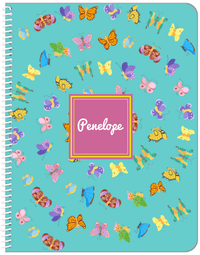 Thumbnail for Personalized Butterfly Notebook III - Teal Background - Square Nameplate - Front View