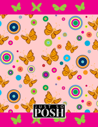 Thumbnail for Personalized Butterfly Notebook IV - Pink Background - Orange Butterflies - Back View