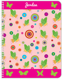 Thumbnail for Personalized Butterfly Notebook IV - Pink Background - Green Butterflies I - Front View