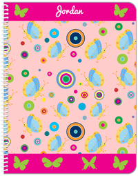 Thumbnail for Personalized Butterfly Notebook IV - Pink Background - Blue Butterflies II - Front View