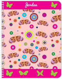 Thumbnail for Personalized Butterfly Notebook IV - Pink Background - Brown Butterflies - Front View
