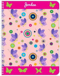 Thumbnail for Personalized Butterfly Notebook IV - Pink Background - Purple Butterflies I - Front View
