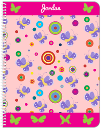 Thumbnail for Personalized Butterfly Notebook IV - Pink Background - Purple Butterflies II - Front View