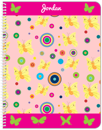Thumbnail for Personalized Butterfly Notebook IV - Pink Background - Yellow Butterflies I - Front View