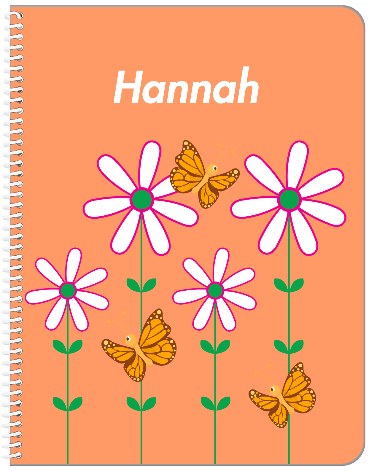 Personalized Butterfly Notebook V - Orange Background - Orange Butterflies - Front View
