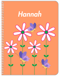 Thumbnail for Personalized Butterfly Notebook V - Orange Background - Purple Butterflies I - Front View