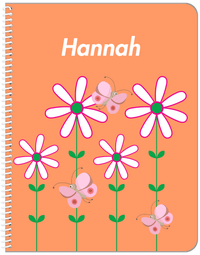 Thumbnail for Personalized Butterfly Notebook V - Orange Background - Pink Butterflies II - Front View
