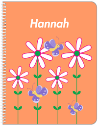 Thumbnail for Personalized Butterfly Notebook V - Orange Background - Purple Butterflies II - Front View