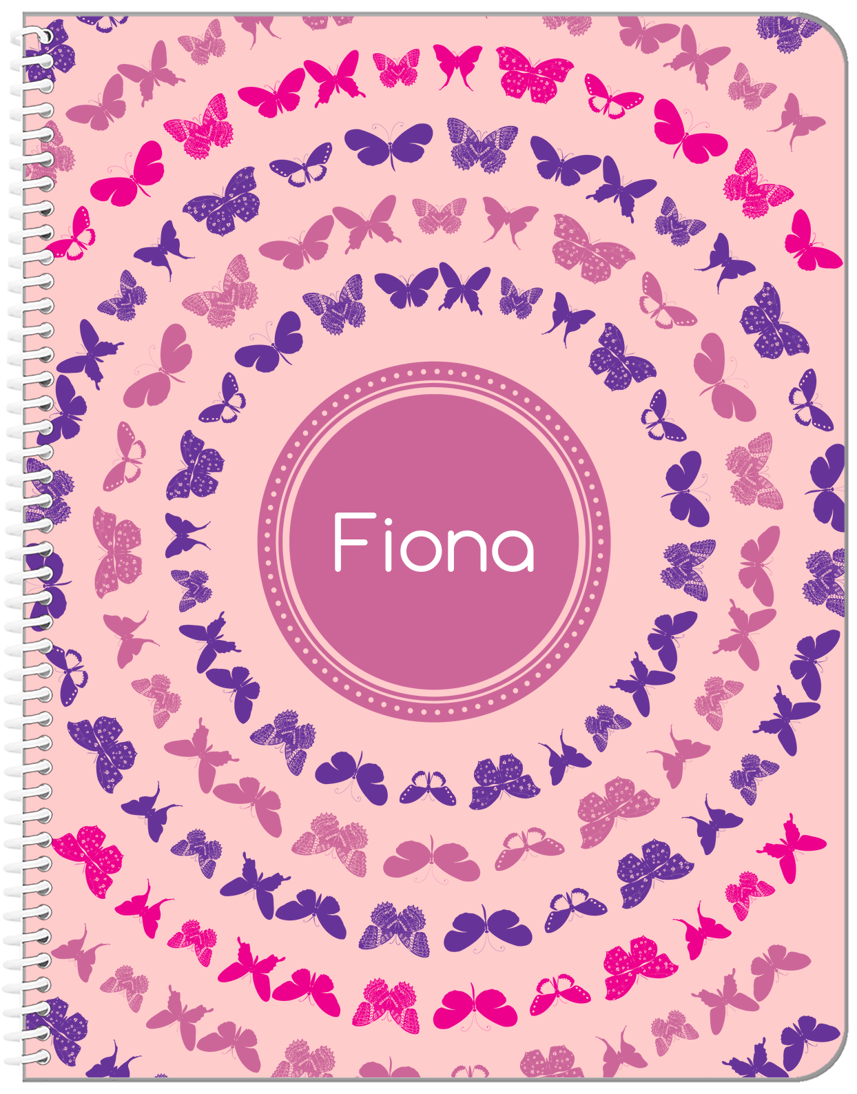 Personalized Butterfly Notebook VI - Pink Background - Front View