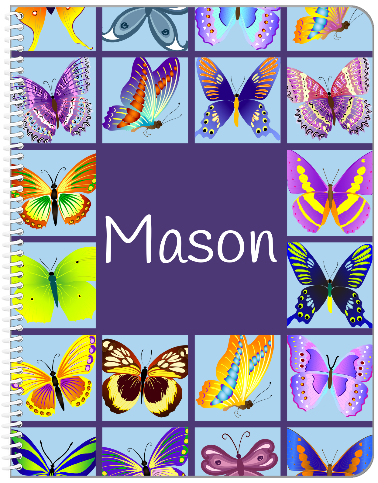 Personalized Butterfly Notebook VII - Purple Background - Front View