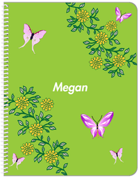 Thumbnail for Personalized Butterfly Notebook IX - Green Background - Pink Butterflies II - Front View