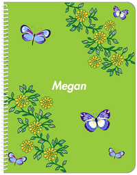 Thumbnail for Personalized Butterfly Notebook IX - Green Background - Blue Butterflies II - Front View