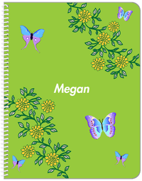 Thumbnail for Personalized Butterfly Notebook IX - Green Background - Blue Butterflies III - Front View