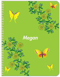 Thumbnail for Personalized Butterfly Notebook IX - Green Background - Yellow Butterflies - Front View