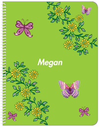 Thumbnail for Personalized Butterfly Notebook IX - Green Background - Purple Butterflies VI - Front View