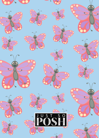 Thumbnail for Personalized Butterfly Journal I - Blue Background - Pink Butterflies I - Back View