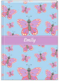 Thumbnail for Personalized Butterfly Journal I - Blue Background - Pink Butterflies I - Front View