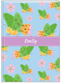 Thumbnail for Personalized Butterfly Journal I - Blue Background - Green Butterflies I - Front View