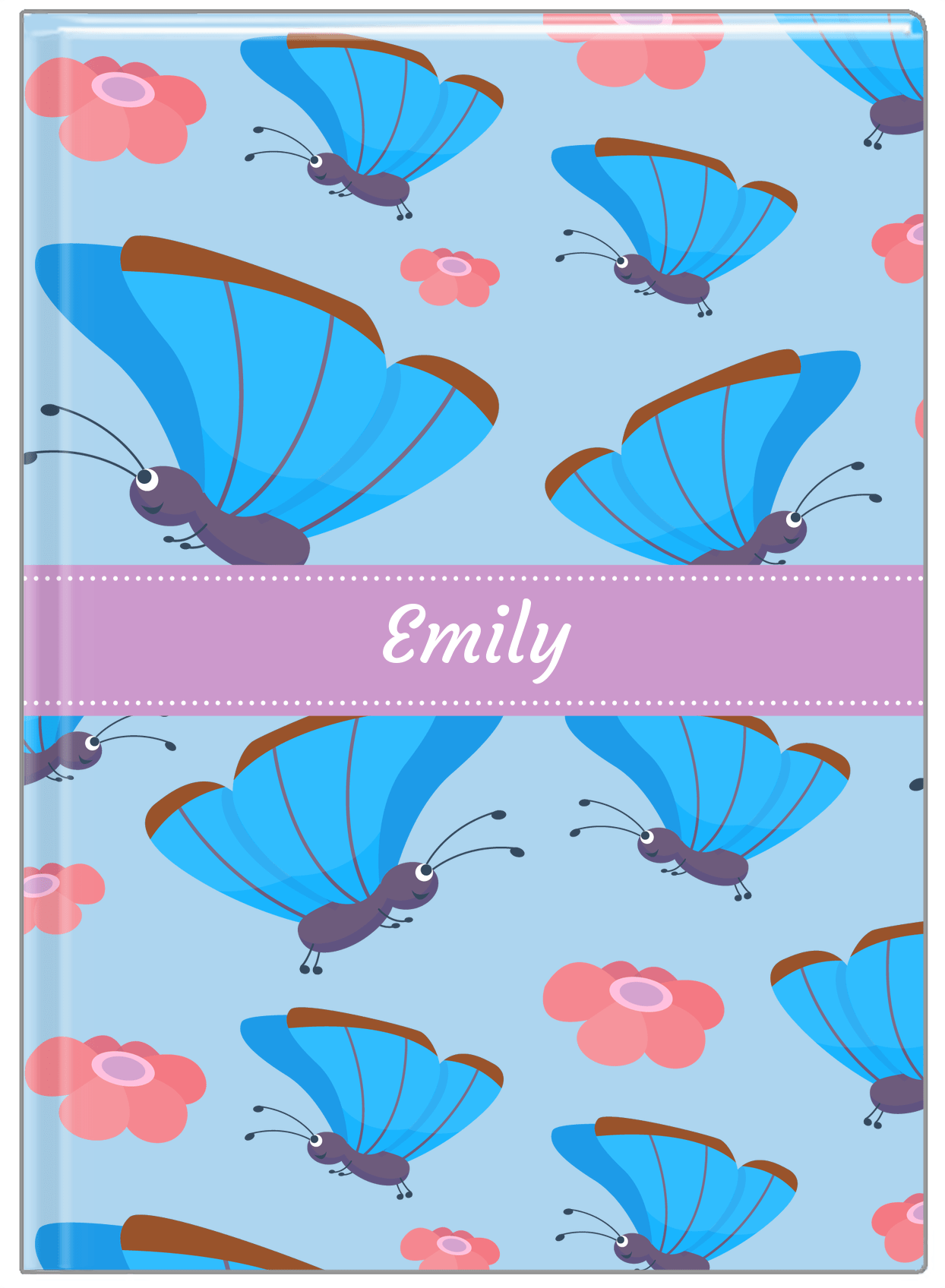 Personalized Butterfly Journal I - Blue Background - Blue Butterflies I - Front View
