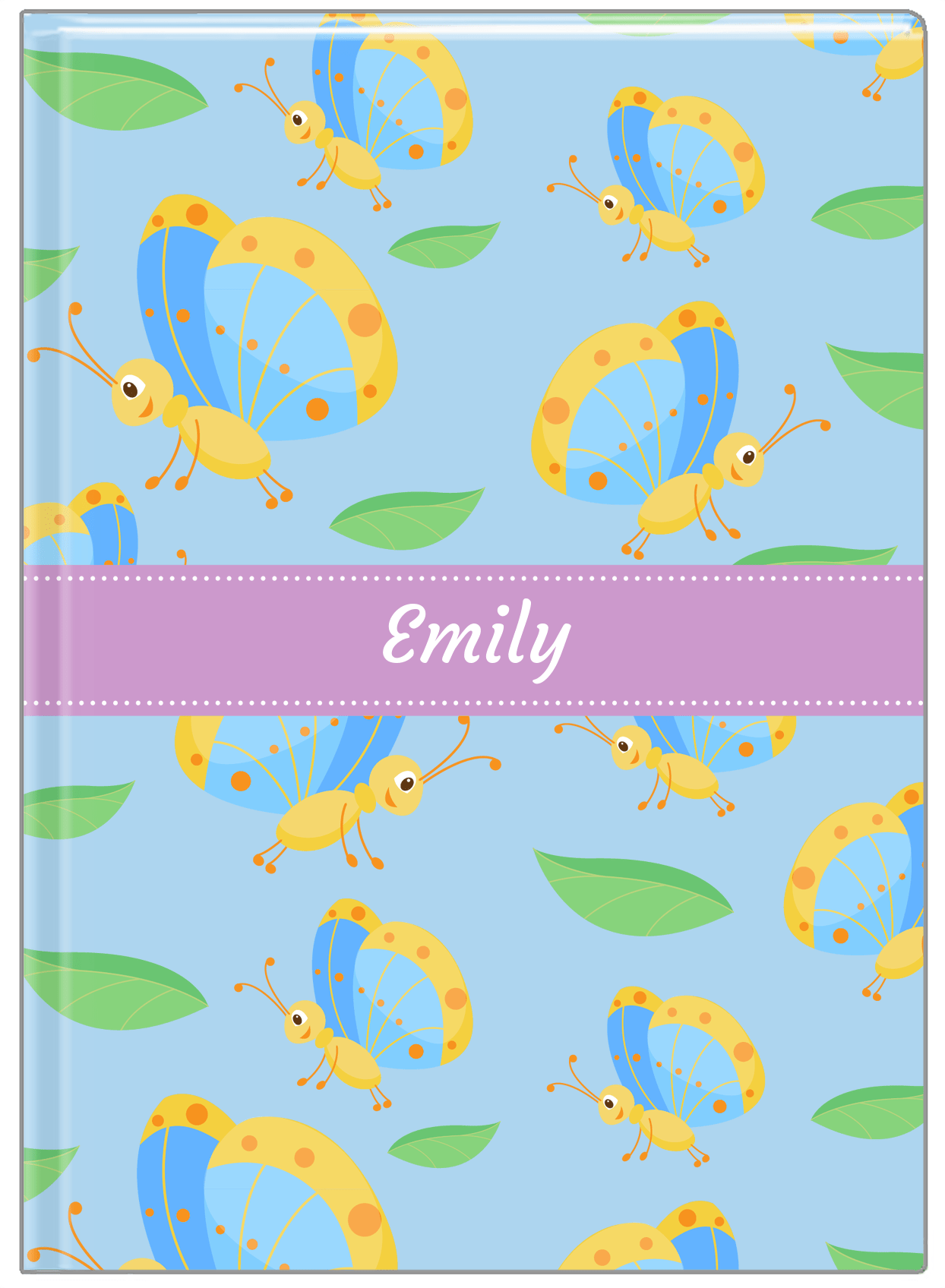 Personalized Butterfly Journal I - Blue Background - Blue Butterflies II - Front View